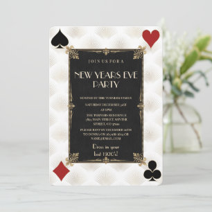 Invitación Royal Fleur-de-Lis Gold Art Deco Fiesta de Año Nue