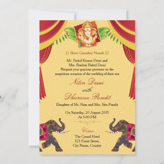 Invitación Royal Ganesha Indian Hindu Wedding Invitation