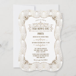 Invitación Royal Gold Fleur-de-lis Art Deco Fiesta de Año Nue