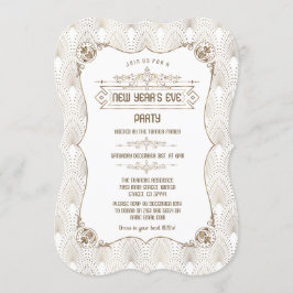 Invitación Royal Gold Fleur-de-lis Art Deco Fiesta de Año Nue