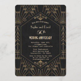 Invitación Royal Gold Negro Gran Gatsby Boda Aniversario