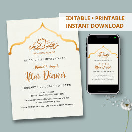 Invitación Royal Gold Ornamental Arch Iftar Dinner Invitation