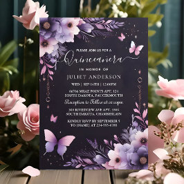 Invitación Royal Gold Tiara Lilac Light Purple Quinceanera