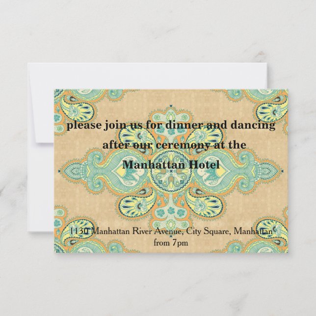 Invitación Royal Golden Paisley (Anverso)