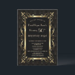 Invitación Royal Great Gatsby Roaring 50th Birthday Bash<br><div class="desc">¡CUALQUIER EDAD! Diseño único con estilo Art Déco vintage, un Hollywood Roaring de los años 20, con el Relieve metalizado Fleur-de-lis de oro falso, sobre un fondo dorado de estilo Art Deco negro. Utilice la herramienta Personalize para agregar su información. Para más información, visita por favor mi Colección Real de...</div>