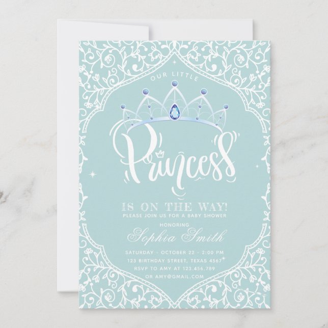 Invitación Royal Little Princess Baby Shower Ornamental (Anverso)