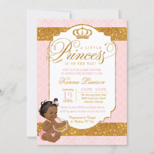 Invitación Royal Little Princess Pink and Gold Baby Shower