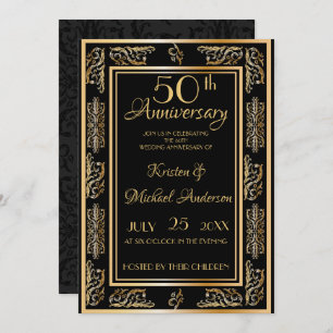 Invitación Royal Luxe Classic oro negro 50 aniversario