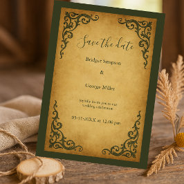 Invitación Royal Medieval Vintage Scroll protege la fecha