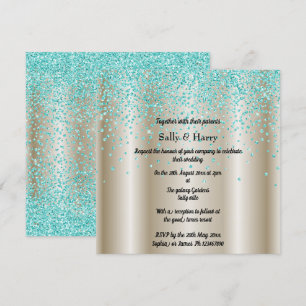 Invitación Royal Mint Diamonds boda Oro de cristal verde