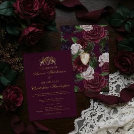 Invitación Royal Muse Medieval Fantasy Plum Floral Boda