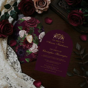 Invitación Royal Muse Medieval Fantasy Plum Floral Boda