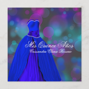 Invitación Royal Navy Azul Rosa Púrpura Quinceañera