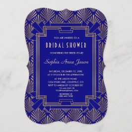 Invitación Royal Navy Blue Gold Gran Ducha Bridal Gatsby