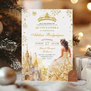 Invitación Royal Palace Gold Champagne Quinceanera cumpleaños