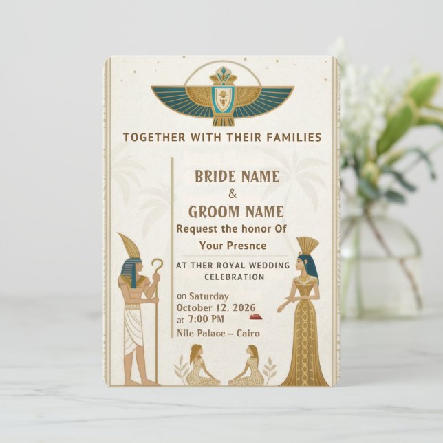 Invitación Royal Pharaonic Wedding Invitations  (Anverso de pie)