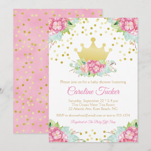 Invitación Royal Pink Gold Bonito Floral Baby Shower