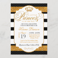 Royal Princess Black Stripe Gold Baby Shower