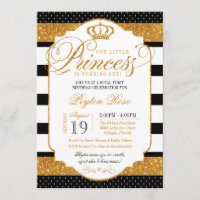 Royal Princess Black White Stripe Gold Birday