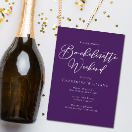 Invitación Royal Purple Bachelorette Weekend Minimalista