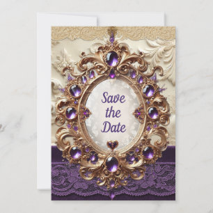 Invitación Royal Purple & Gold Save the Date Card