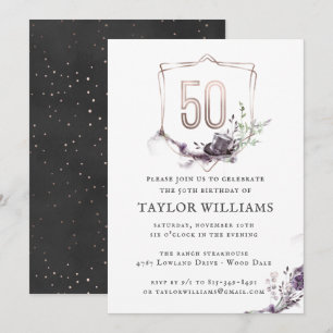 Invitación Royal Purple   Marco de papel de estaño floral orn