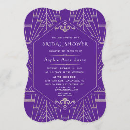 Invitación Royal Purple Silver Gran Gatsby Bridal Shower