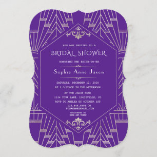 Invitación Royal Purple Silver Gran Gatsby Bridal Shower