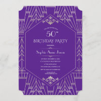 Royal Purple Silver Gran Gatsby Cumpleaños