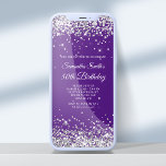 Invitación Royal Purple y Silver Purpurina 50 cumpleaños<br><div class="desc">Una glamorosa invitación de 50 años para su descarga impresa o digital. Purpurina plateado fino y brillante con chispas sobre un fondo morado real de color sólido. Personalizar la caligrafía y los estilos de fuente, color y tamaño necesarios para crear tu propia invitación para su glamorosa celebración de hito. Todos...</div>