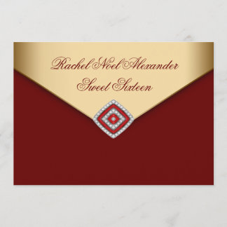 Invitación Royal Red Gold Dulces Dieciséis
