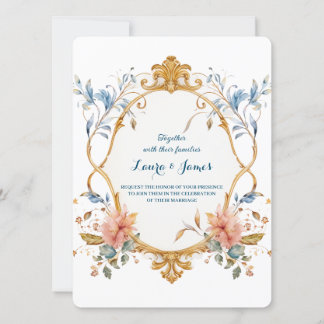 Invitación Royal Regal Elegance Floral Golden Ornate Wedding