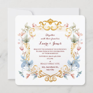 Invitación Royal Regal Gold Elegant Floral Flourish Wedding