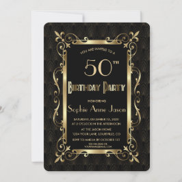 Invitación Royal Roaring 20's Gold Art Diciembre fiesta de cu
