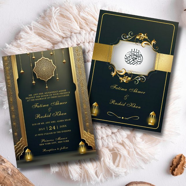 Invitación Royal & Rustic Gold Elegance Boda musulmán de lujo (Subido por el creador)