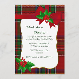 Invitación Royal Stewart Tartan Plaid Personalizados Navidade