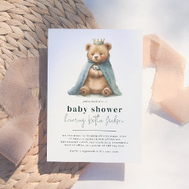 Invitación Royal Teddy Bear Little Prince Boy Baby Shower