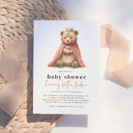 Invitación Royal Teddy Bear Pequeña Princesa Chica Baby Showe