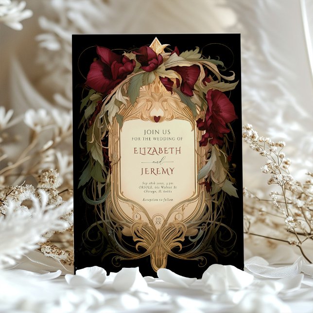 Invitación Royal Victorian Boda Maroon Ornaments Floral (Subido por el creador)