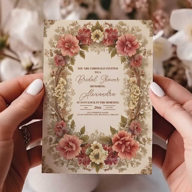 Invitación Royal Victorian Floral Ornaments Bridal Shower (Subido por el creador)
