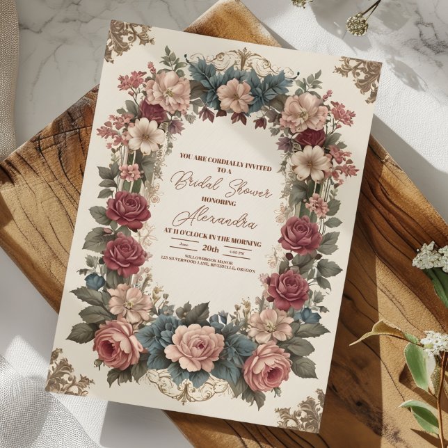 Invitación Royal Victorian Whimsical Floral Bridal Shower (Subido por el creador)