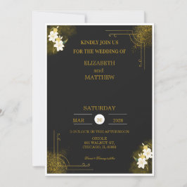 Invitación Royal wedding invitation in black and gold