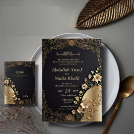 Invitación Royal y Luxurious Golden Floral Islamic Boda