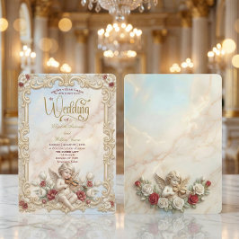 Invitación Royalcore Baroque Cherub Violin Art Wedding  