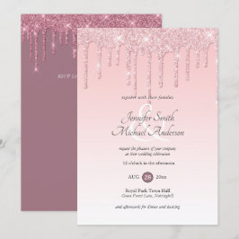 Invitación RoyalElegance PINK ROSE GOLD Purpurina Drin Boda