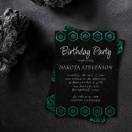 Invitación RPG Dice | Esmeralda Fantasía Tabletop Retro Gamer