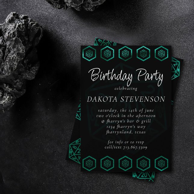 Invitación RPG Dice | Esmeralda Fantasía Tabletop Retro Gamer (Subido por el creador)