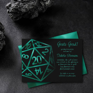 Invitación RPG Dice | Graduación de jugador retro de mesa esm