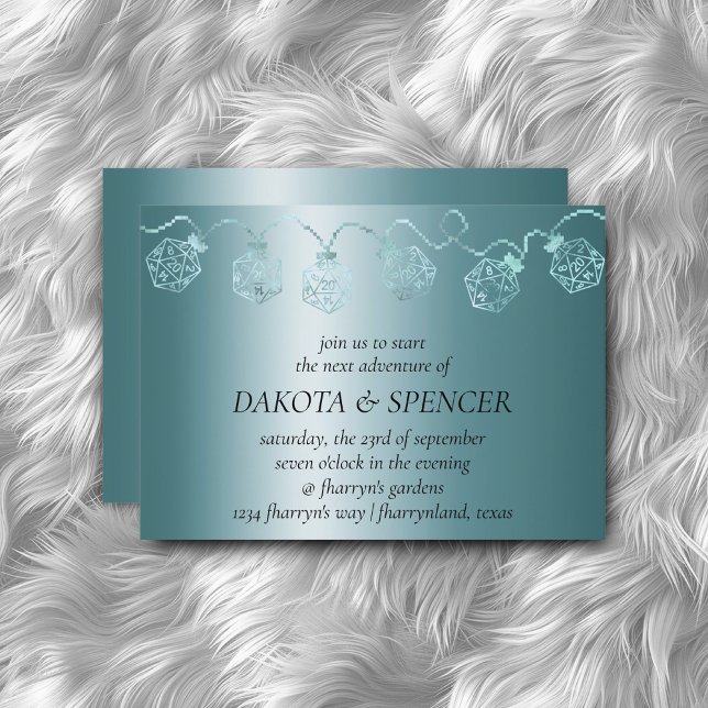 Invitación RPG Luxe | Aqua Sheen Tabletop Gamer Dice Luces (Subido por el creador)