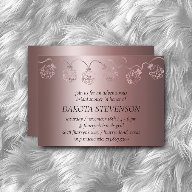 Invitación RPG Luxe | Mauve Sheen Tabletop Gamer Dice Luces (Subido por el creador)